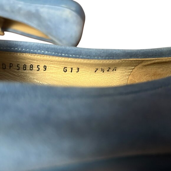 Blue Suede Loafers Quiet Luxury Minimal Chic Slip-On Comfort Old Money Luxe 7.5 - Picture 9 of 10